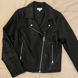 Black biker leather jacket